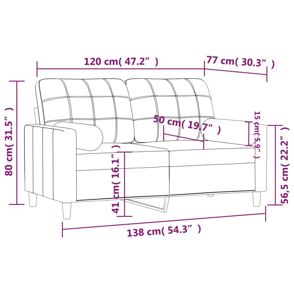 Dvosjed s ukrasnim jastucima krem 120 cm od tkanine
