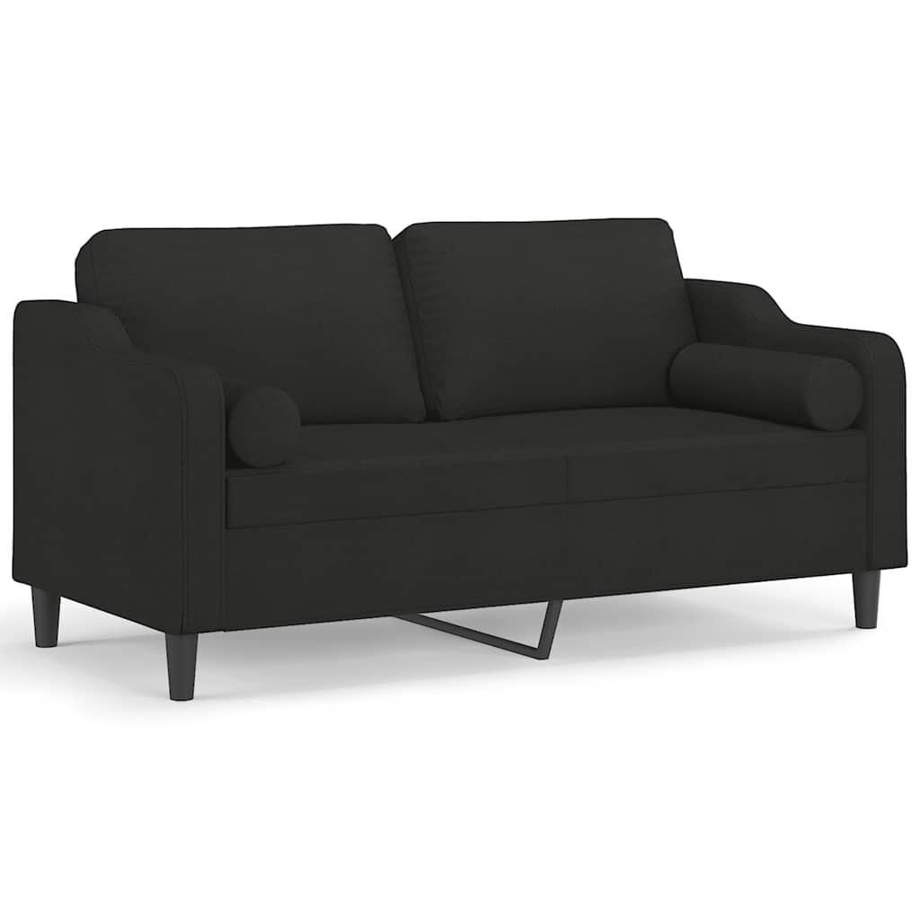 Dvosjed s ukrasnim jastucima crni 140 cm od tkanine