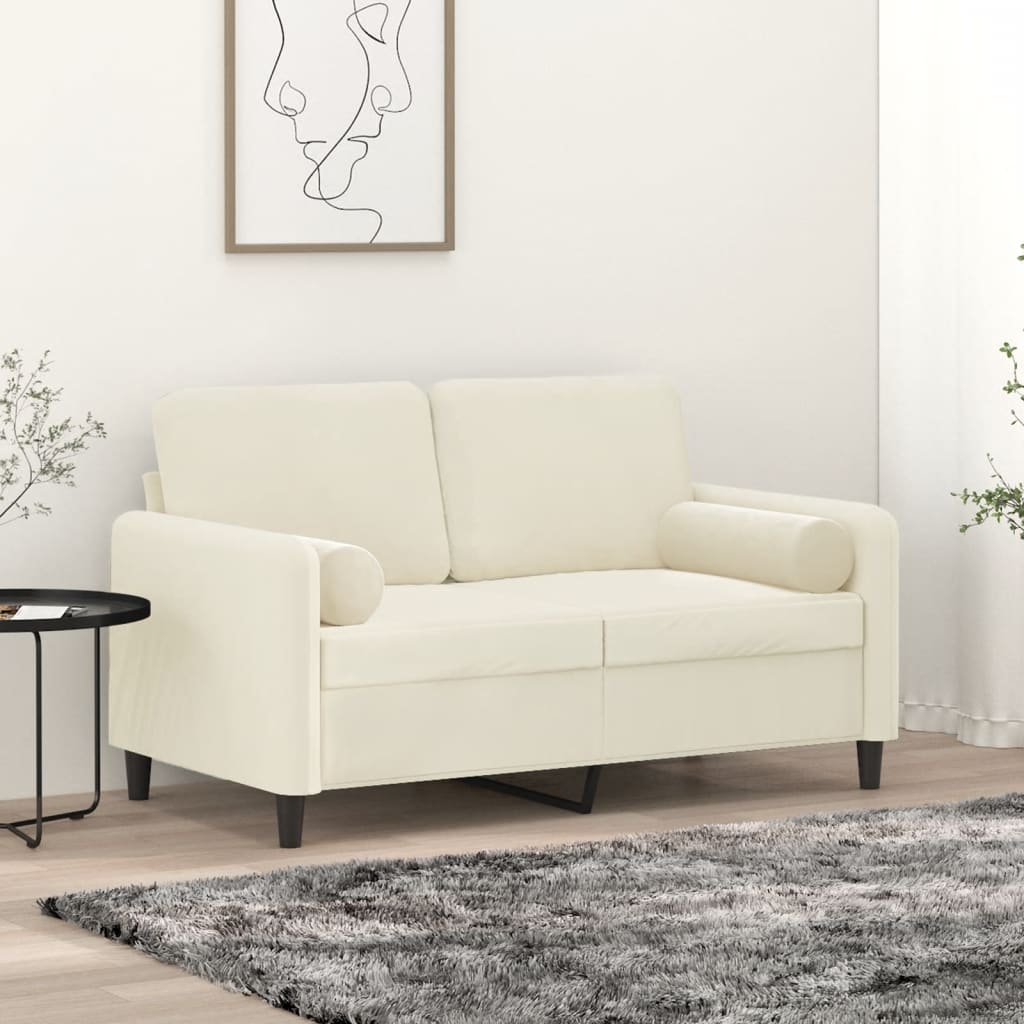 Dvosjed s ukrasnim jastucima krem 120 cm baršunasti