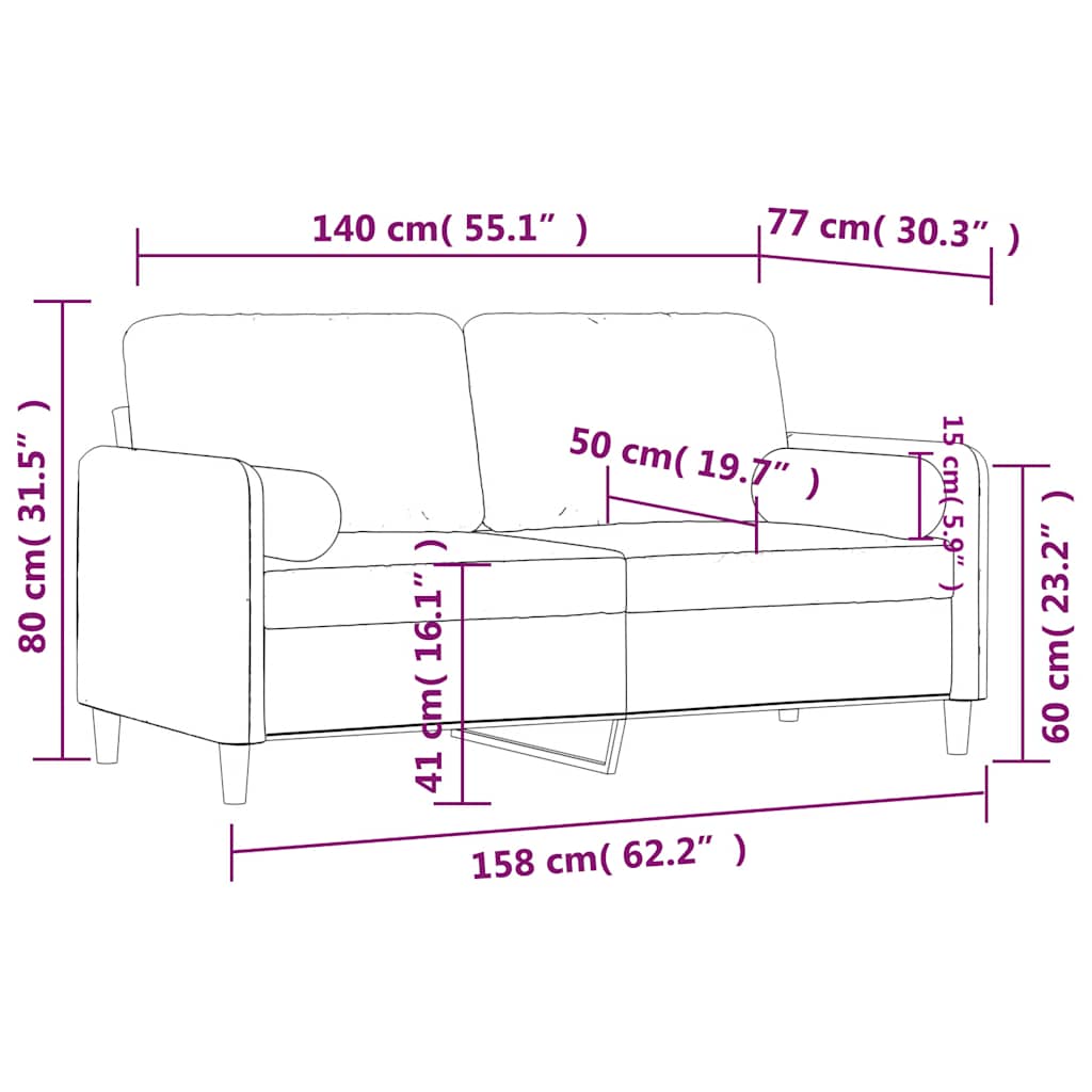 Dvosjed s ukrasnim jastucima žuti 140 cm baršunasti