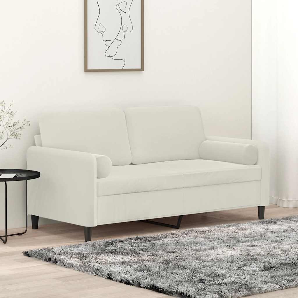 Dvosjed s ukrasnim jastucima krem 140 cm baršunasti