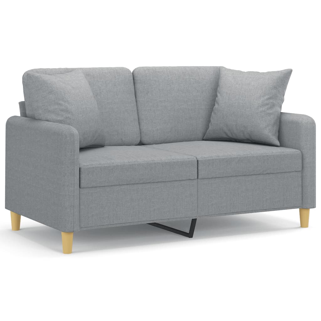 Dvosjed s ukrasnim jastucima svjetlosivi 120 cm od tkanine