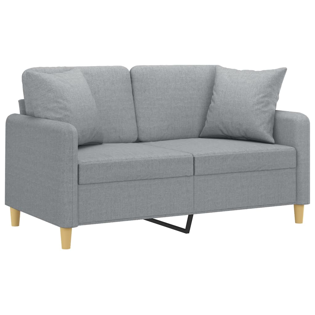 Dvosjed s ukrasnim jastucima svjetlosivi 120 cm od tkanine