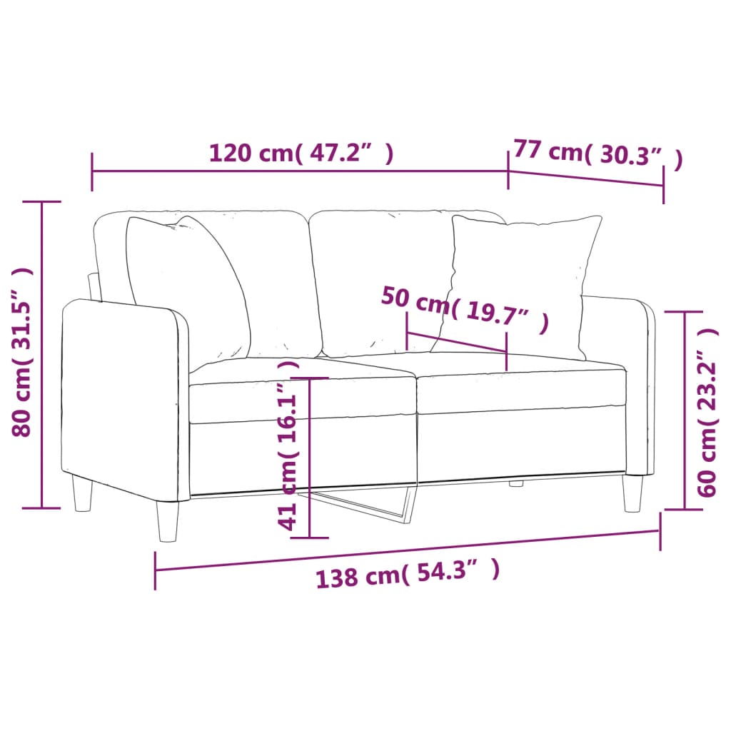 Dvosjed s ukrasnim jastucima krem 120 cm od tkanine