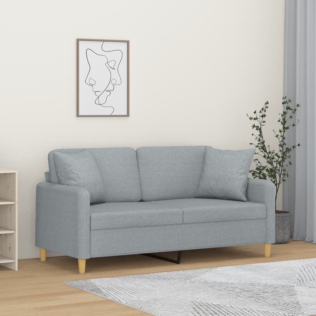 Dvosjed s ukrasnim jastucima svjetlosivi 140 cm od tkanine