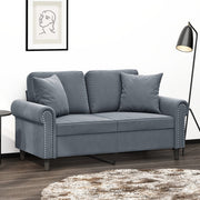Dvosjed s ukrasnim jastucima tamnosivi 120 cm baršunasti