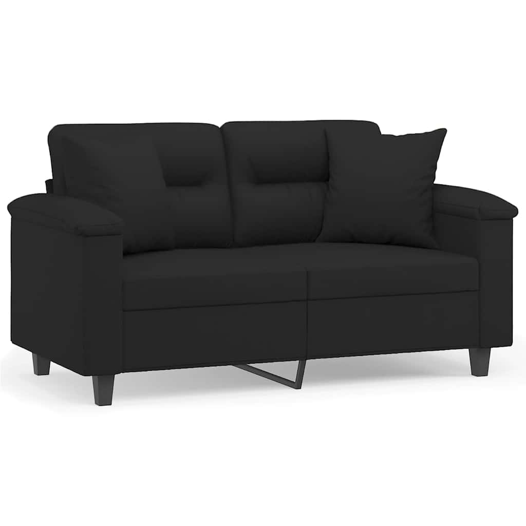 Dvosjed s jastucima crni 120 cm od mikrovlakana