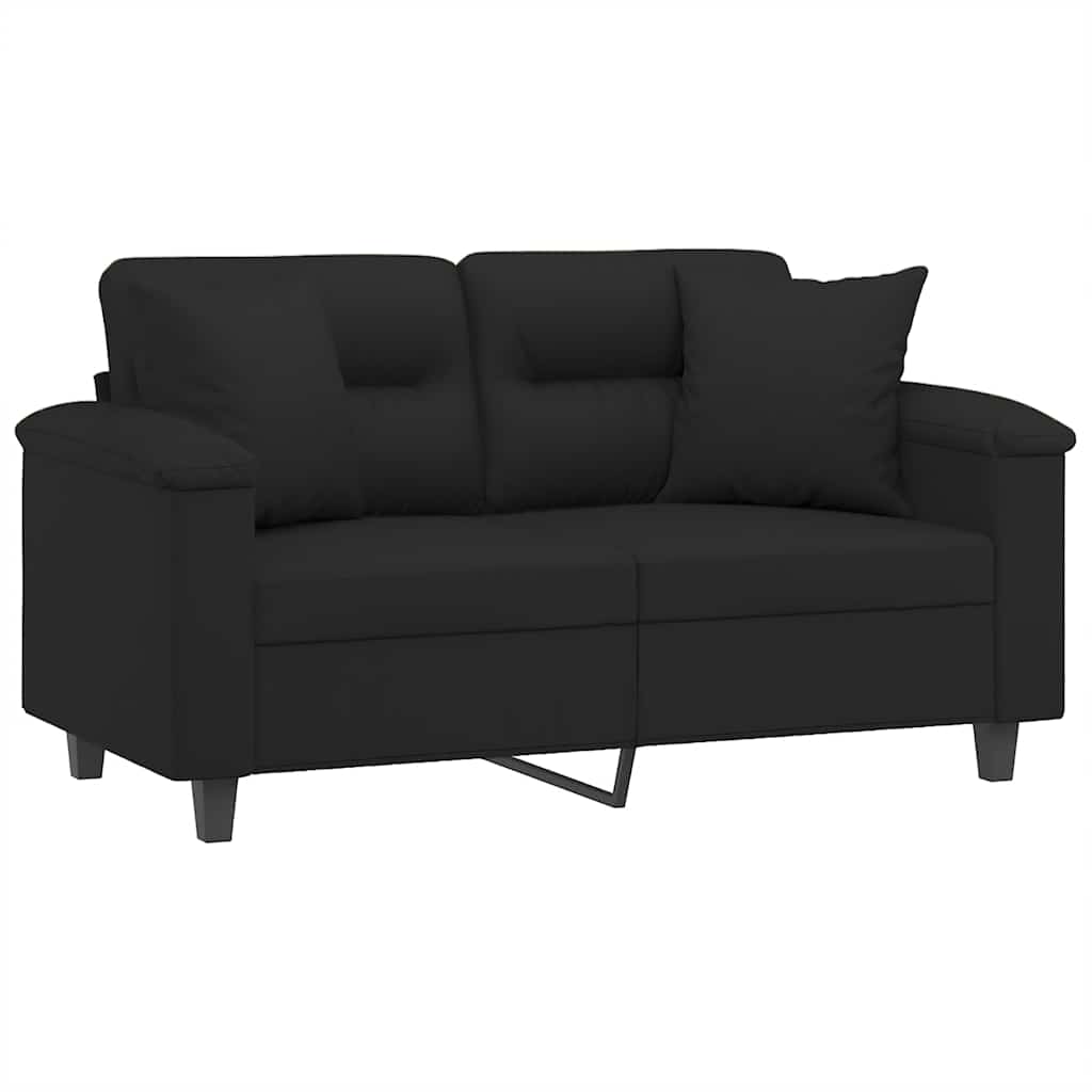 Dvosjed s jastucima crni 120 cm od mikrovlakana