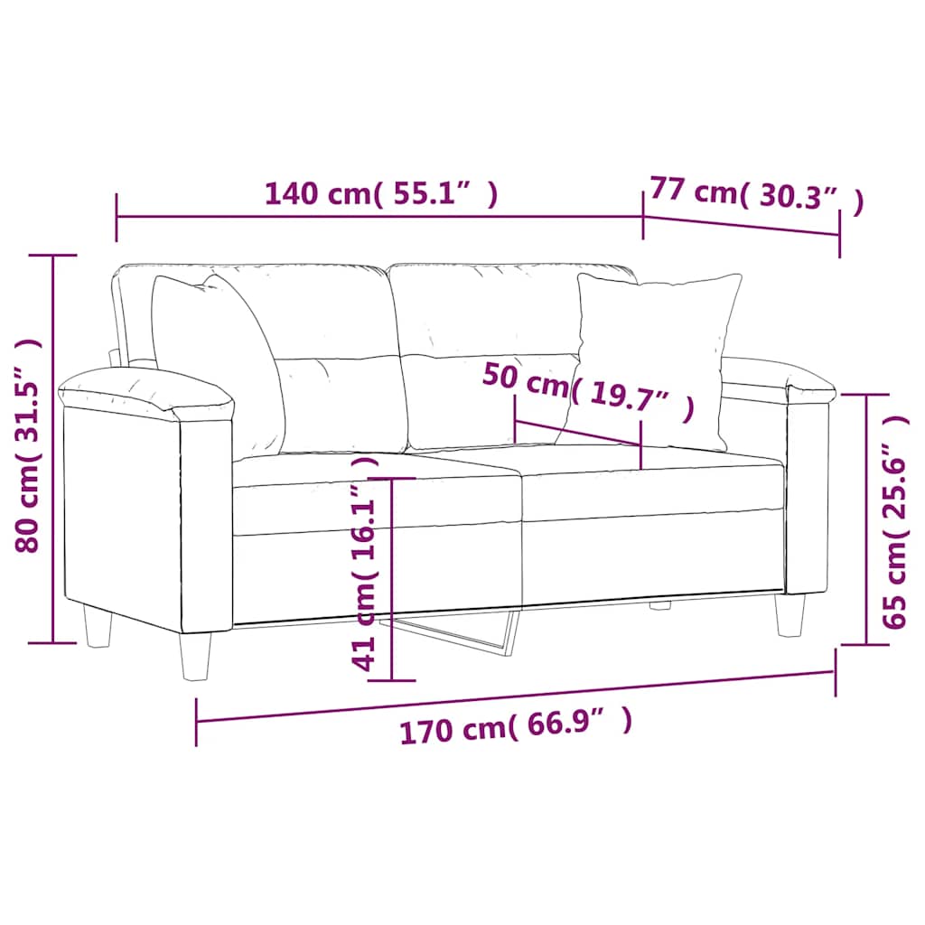 Dvosjed s jastucima crni 140 cm od mikrovlakana