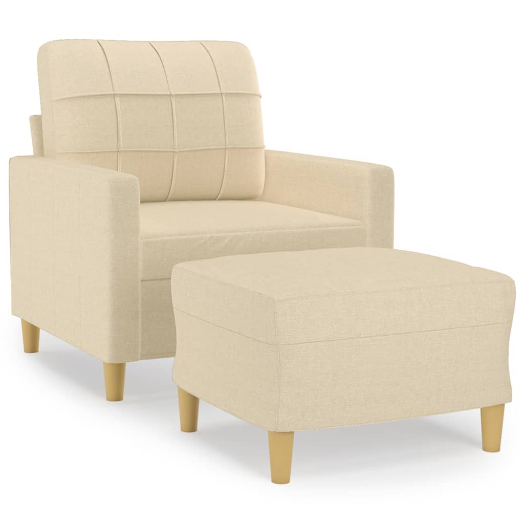 Fotelja s tabureom krem 60 cm od tkanine