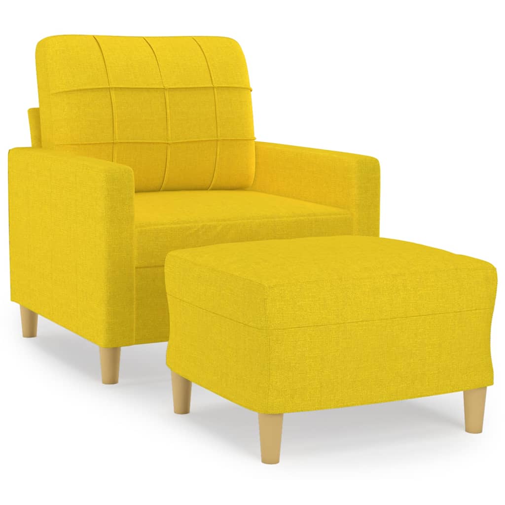 Fotelja s tabureom svjetložuta 60 cm od tkanine