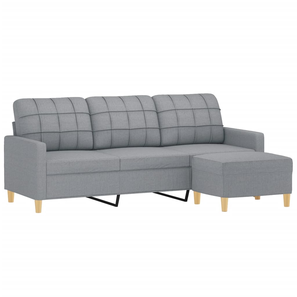 Trosjed s tabureom svjetlosivi 180 cm od tkanine Siva