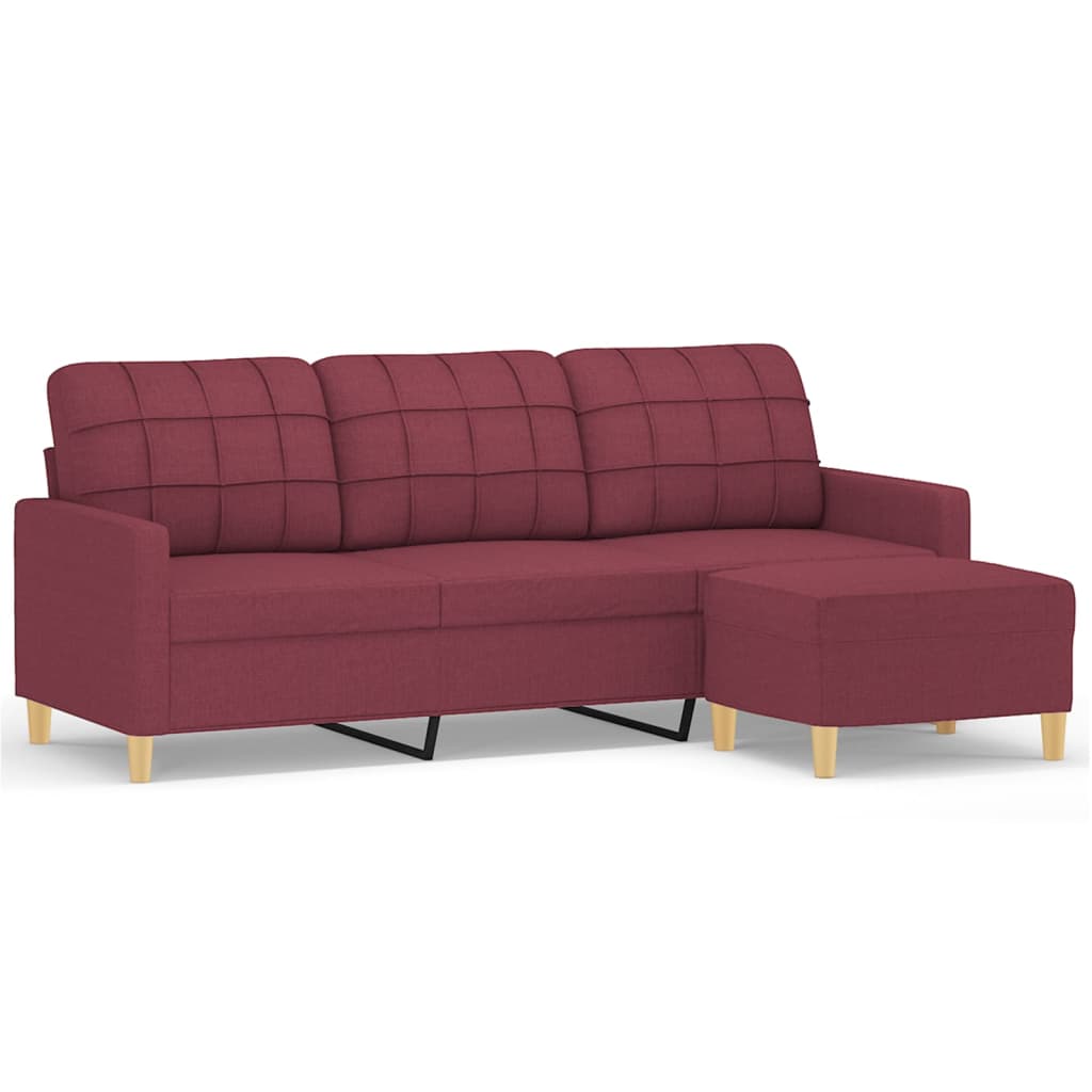 Trosjed s tabureom crvena boja vina 180 cm od tkanine