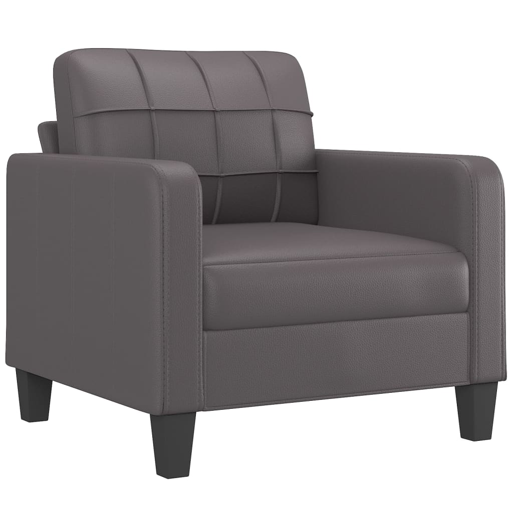 Fotelja s tabureom siva 60 cm od umjetne kože