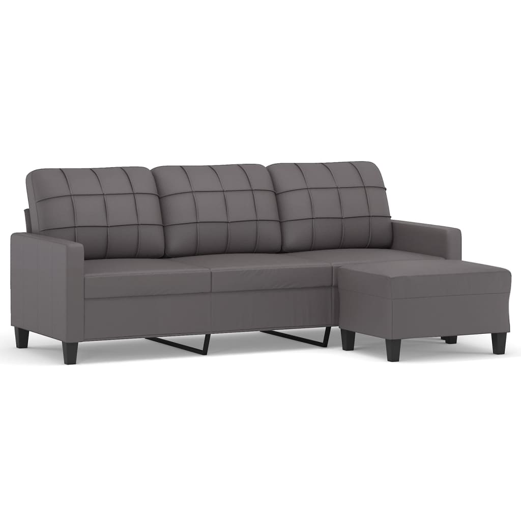 Trosjed s tabureom sivi 180 cm od umjetne kože