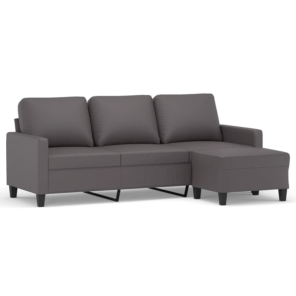Trosjed s tabureom sivi 180 cm od umjetne kože