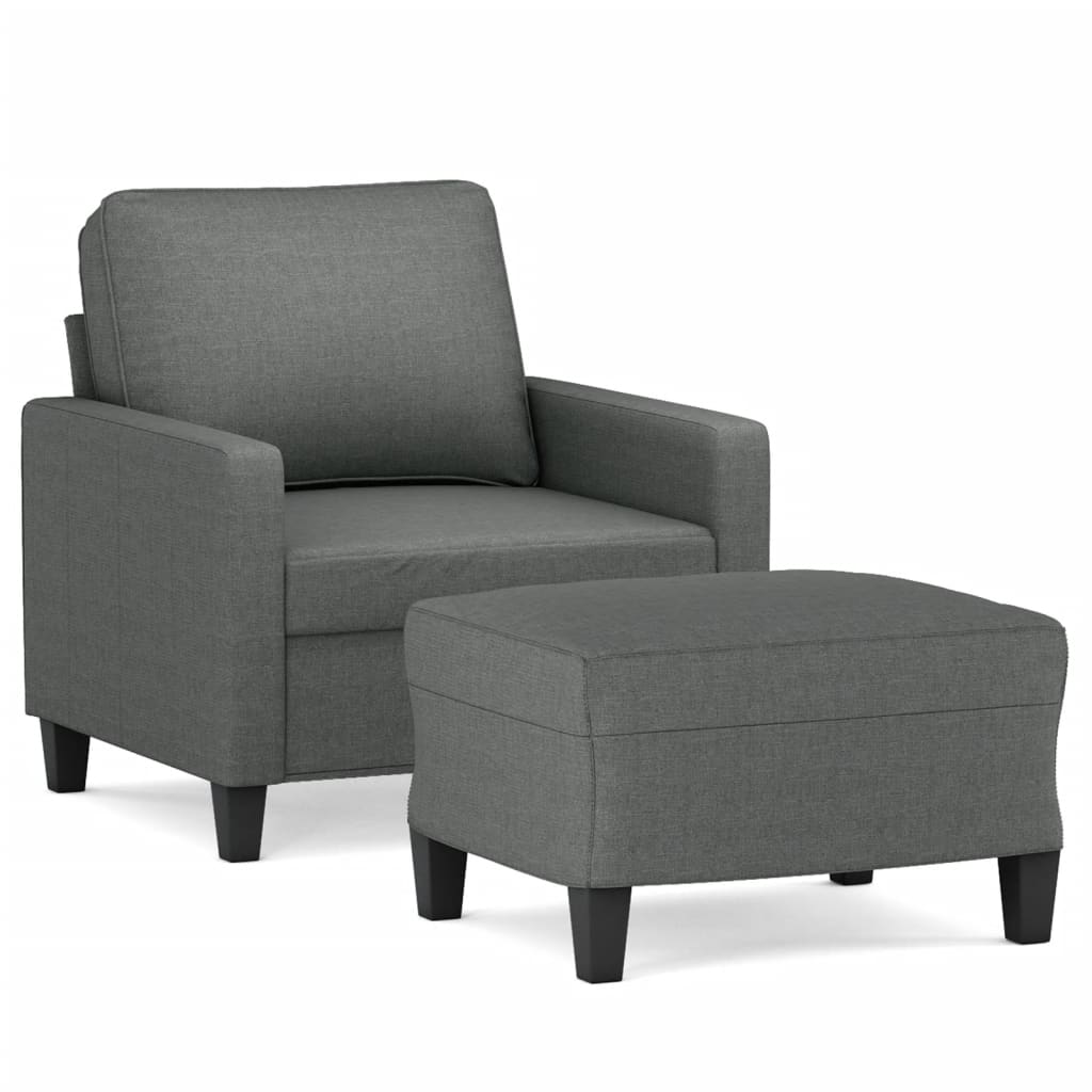 Fotelja s tabureom tamnosiva 60 cm od tkanine