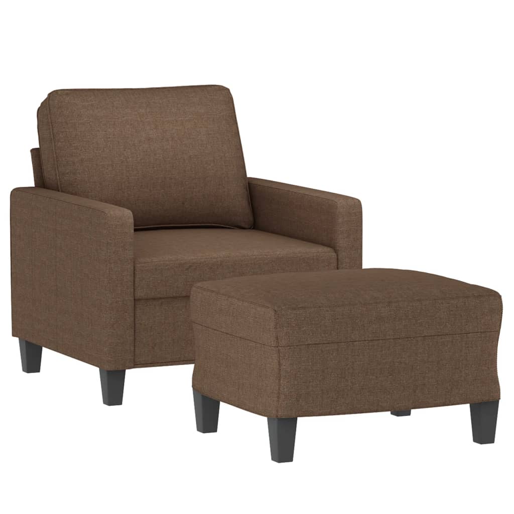 Fotelja s tabureom smeđa 60 cm od tkanine