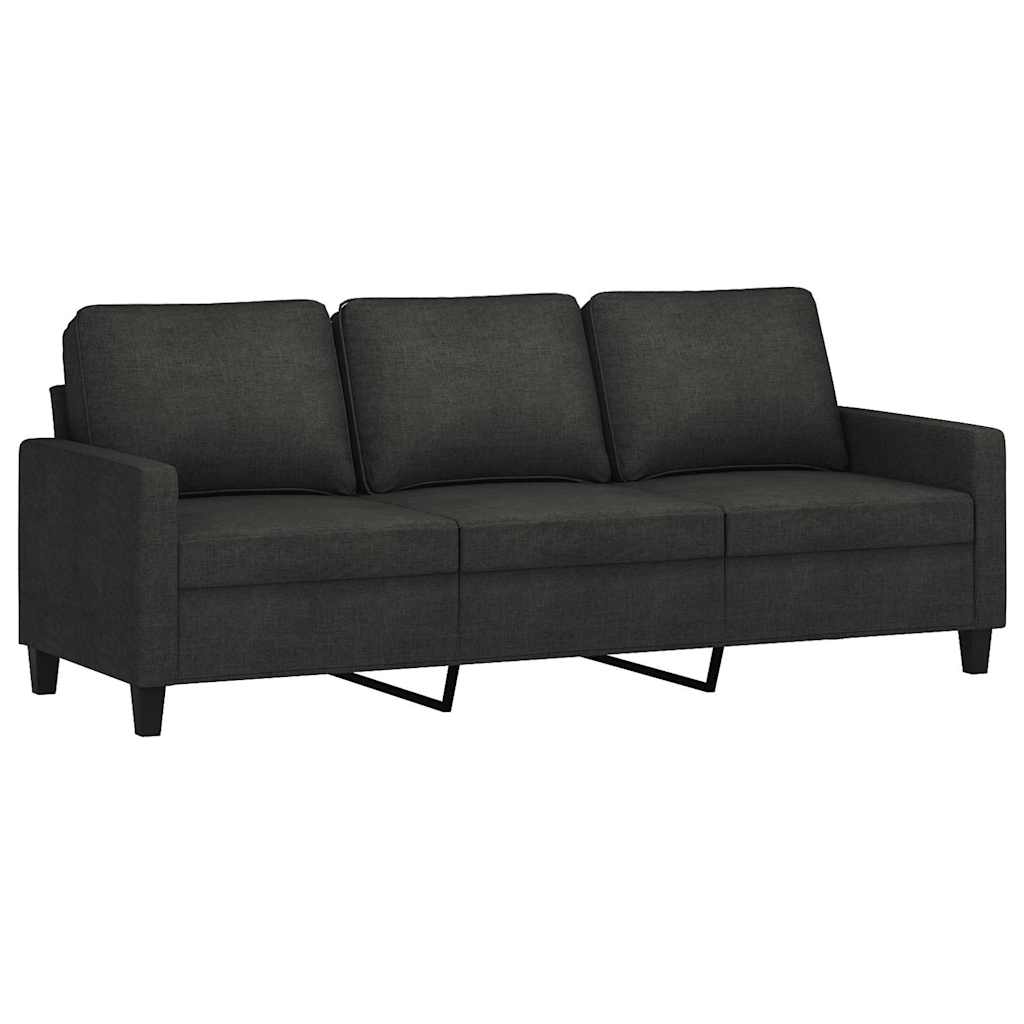 Trosjed s tabureom crni 180 cm od tkanine