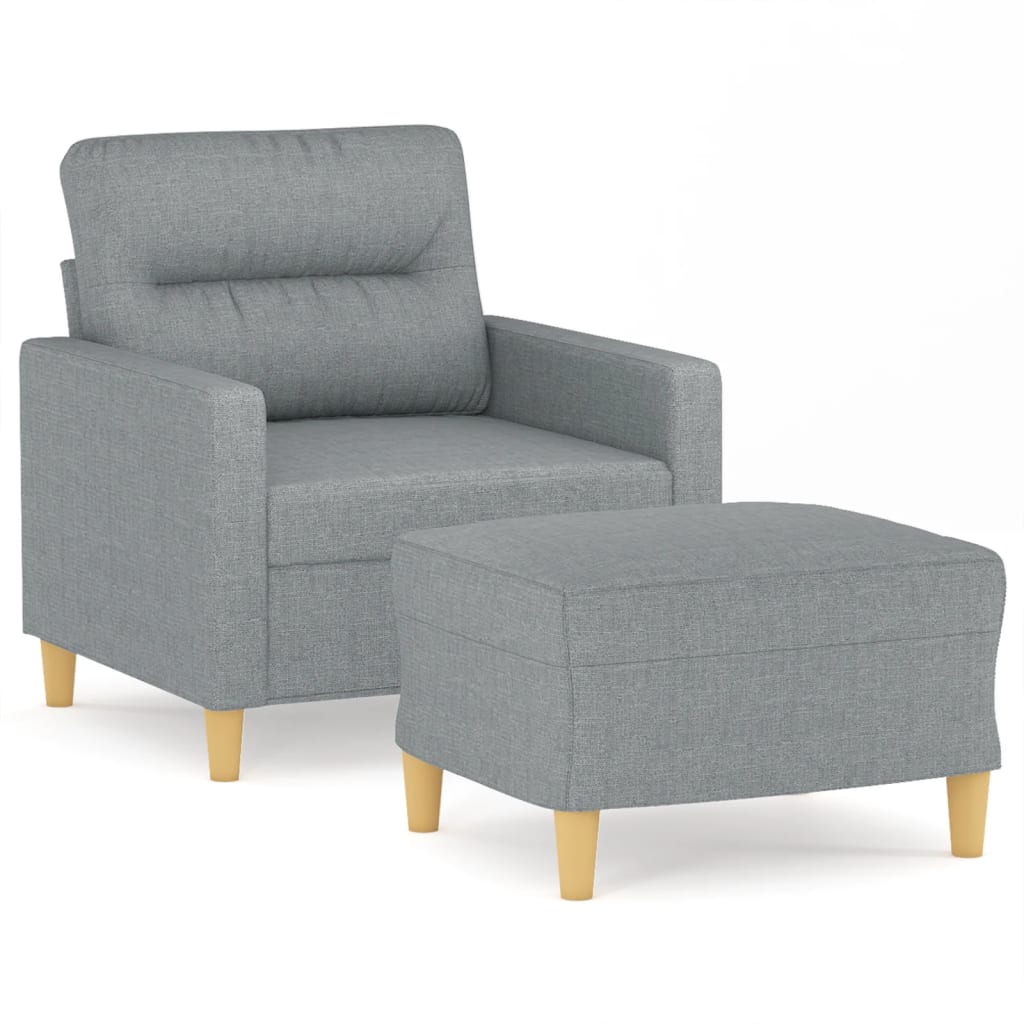 Fotelja s tabureom svjetlosiva 60 cm od tkanine