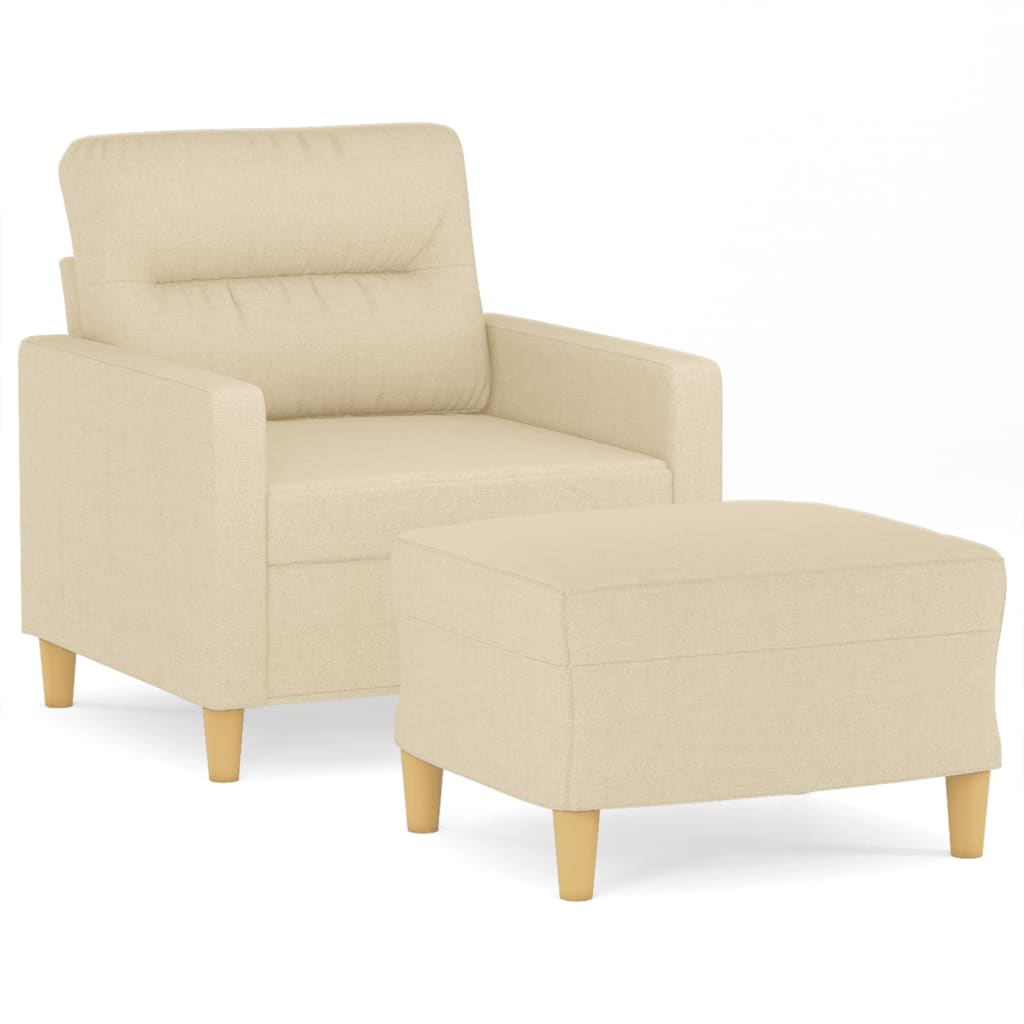 Fotelja s tabureom krem 60 cm od tkanine