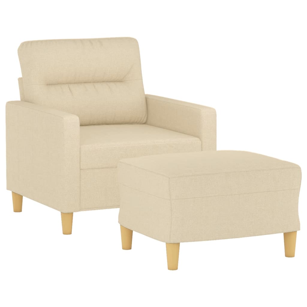 Fotelja s tabureom krem 60 cm od tkanine