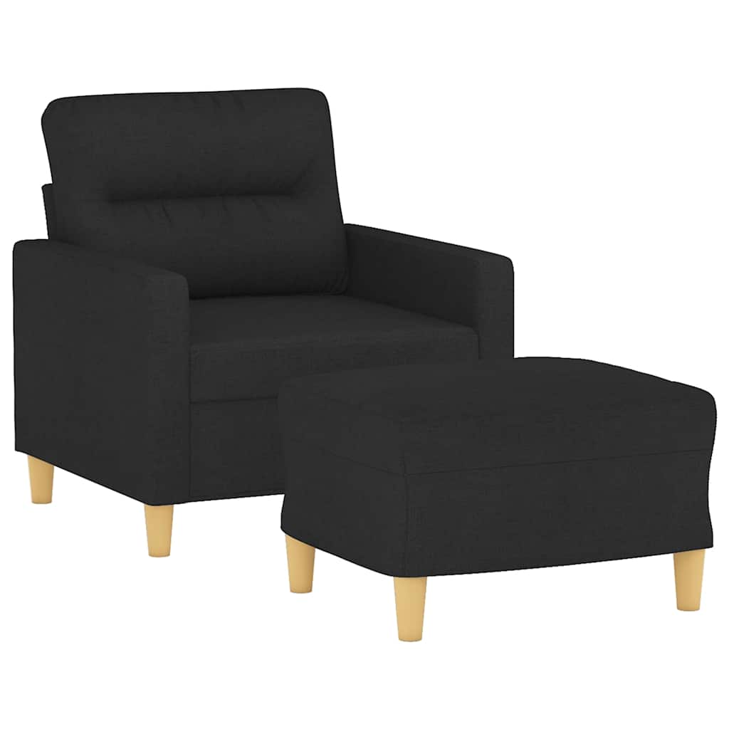 Fotelja s tabureom crna 60 cm od tkanine