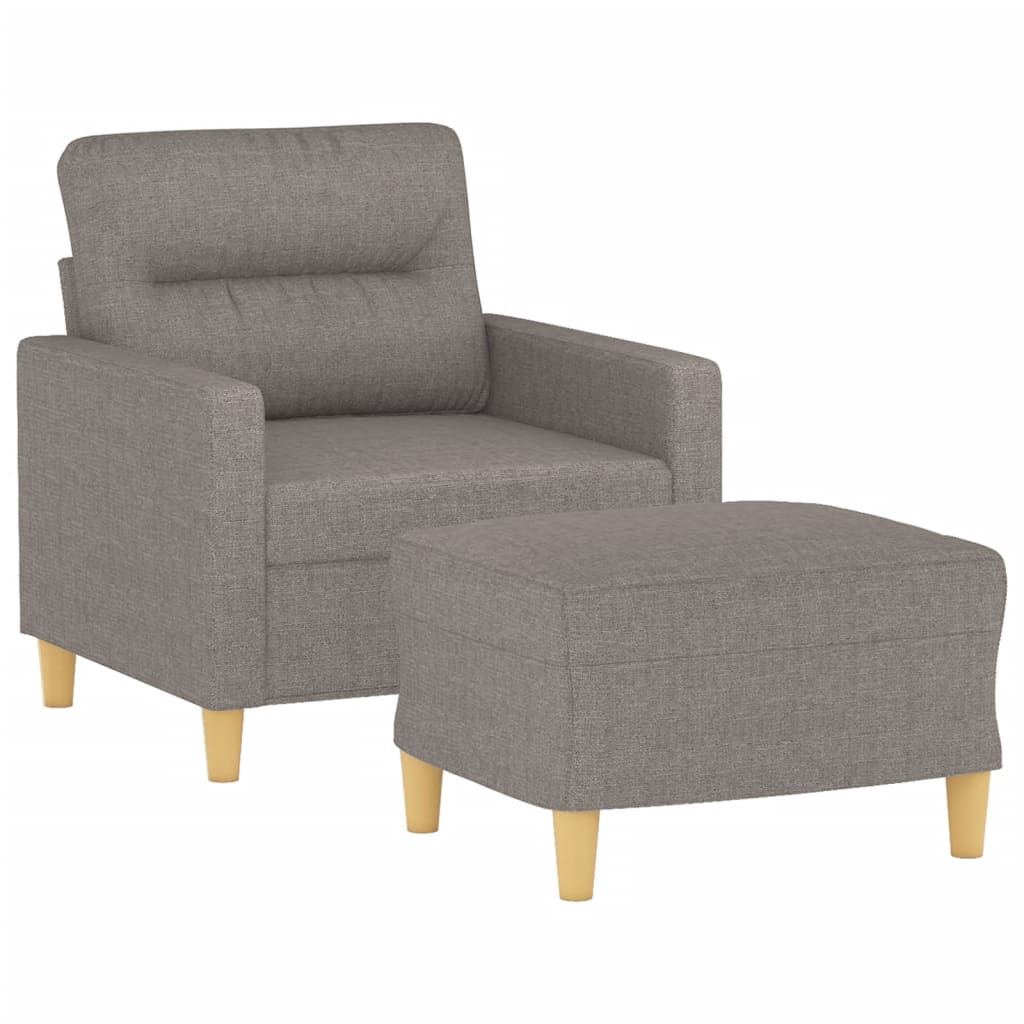 Fotelja s tabureom smeđesiva 60 cm od tkanine