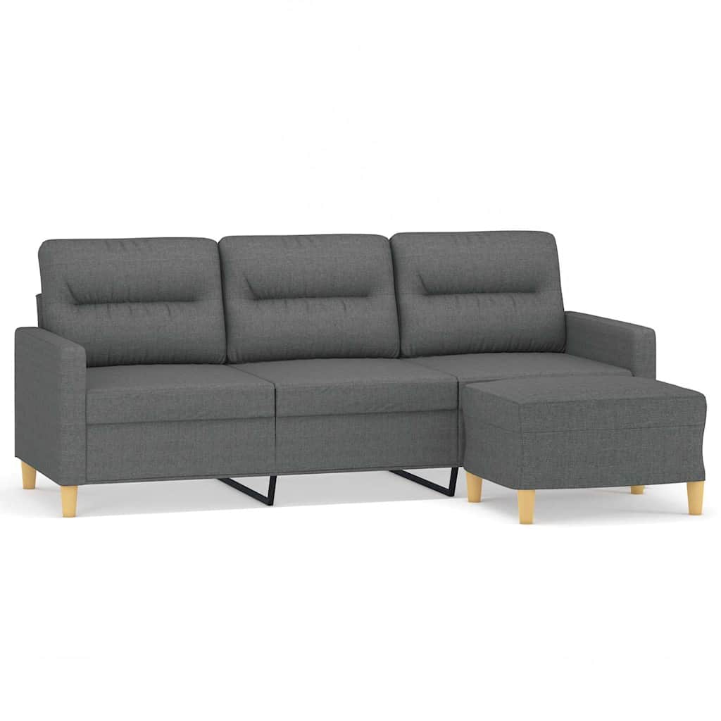 Trosjed s tabureom tamnosivi 180 cm od tkanine
