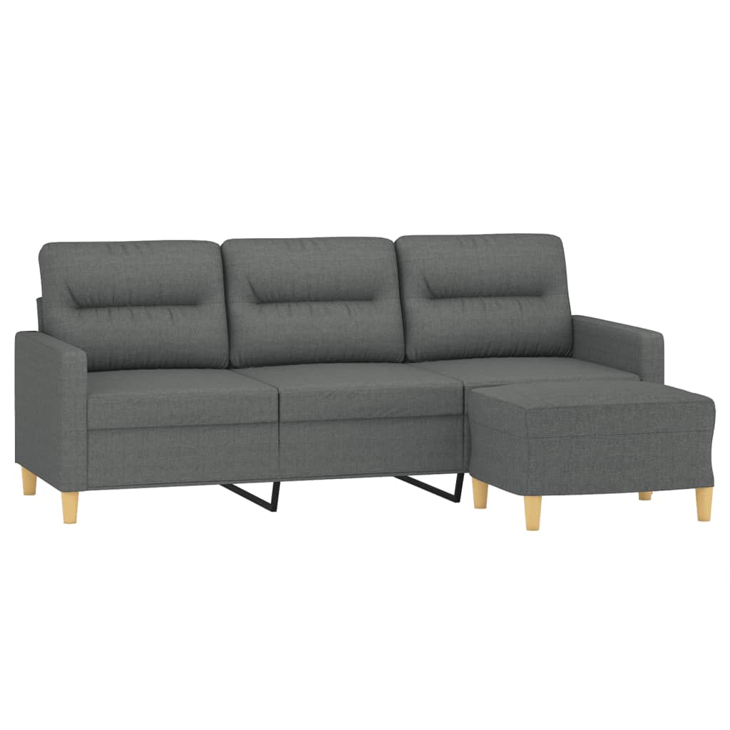 Trosjed s tabureom tamnosivi 180 cm od tkanine