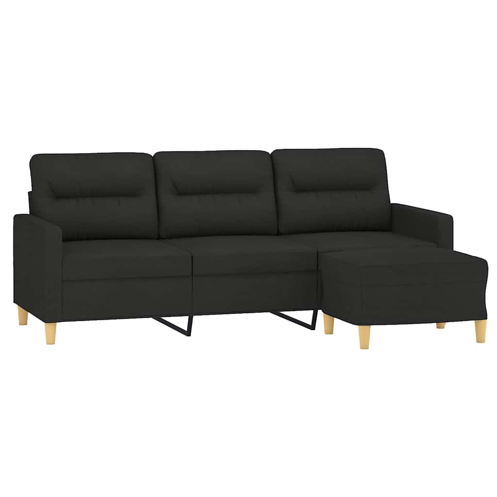 Trosjed s tabureom crni 180 cm od tkanine