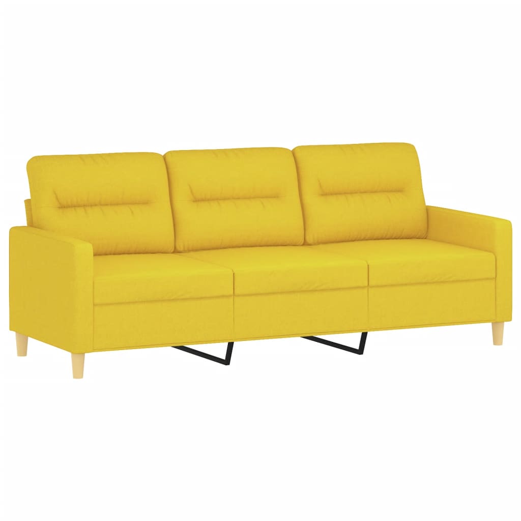 Trosjed s tabureom svjetložuti 180 cm od tkanine