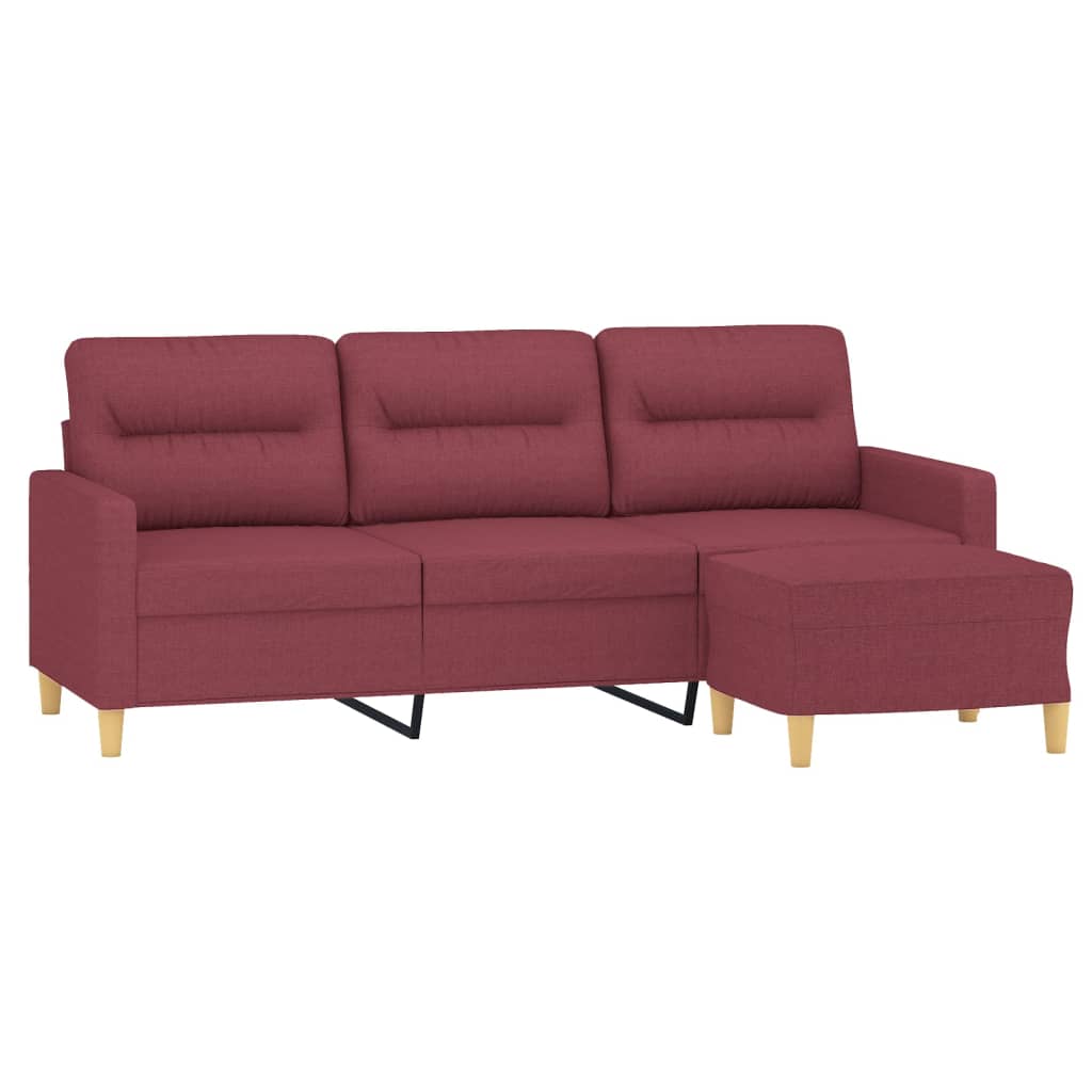 Trosjed s tabureom crvena boja vina 180 cm od tkanine