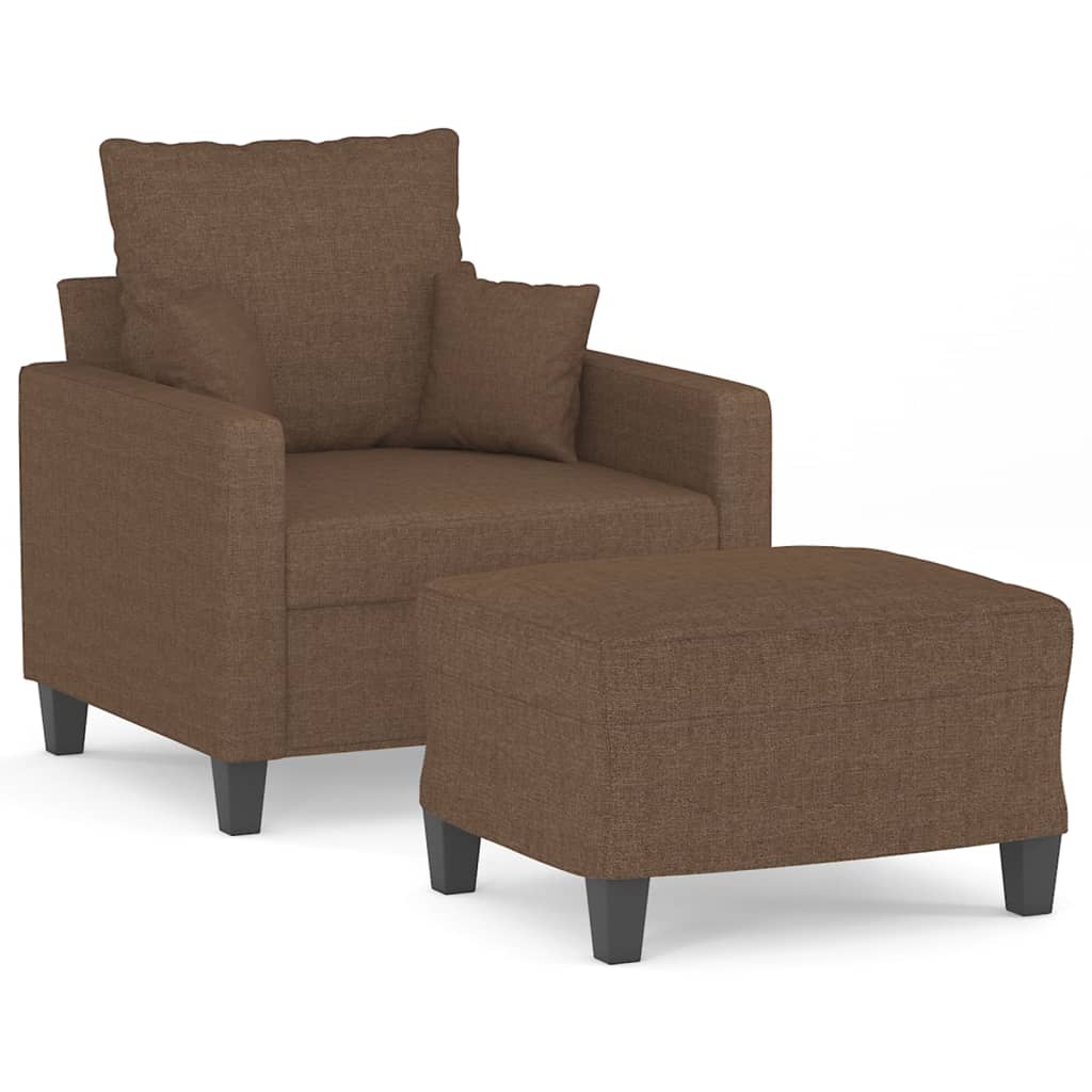 Fotelja s tabureom smeđa 60 cm od tkanine