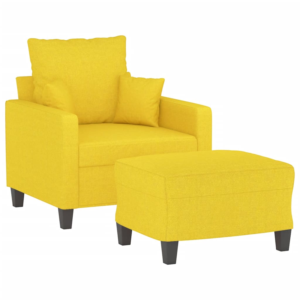 Fotelja s tabureom svjetložuta 60 cm od tkanine