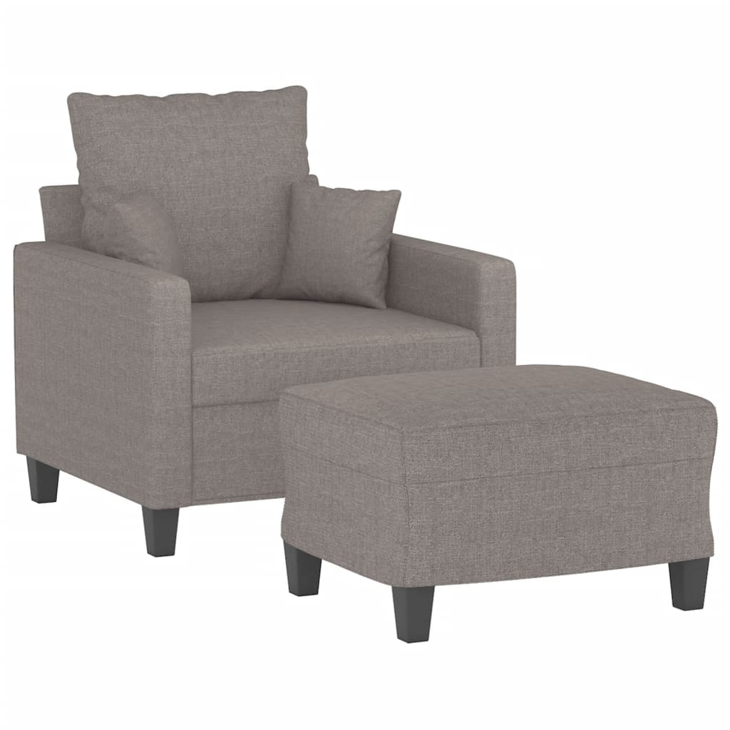 Fotelja s tabureom smeđesiva 60 cm od tkanine