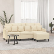Trosjed s tabureom krem 180 cm od tkanine