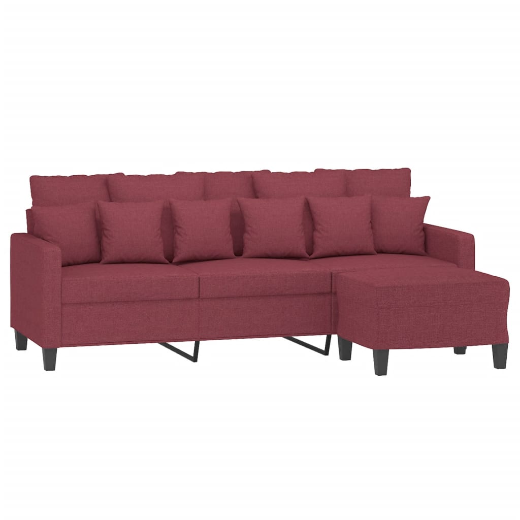 Trosjed s tabureom crvena boja vina 180 cm od tkanine