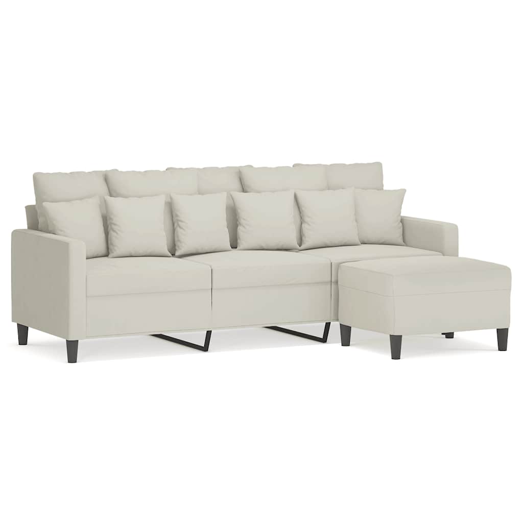 Trosjed s tabureom krem 180 cm baršunasti