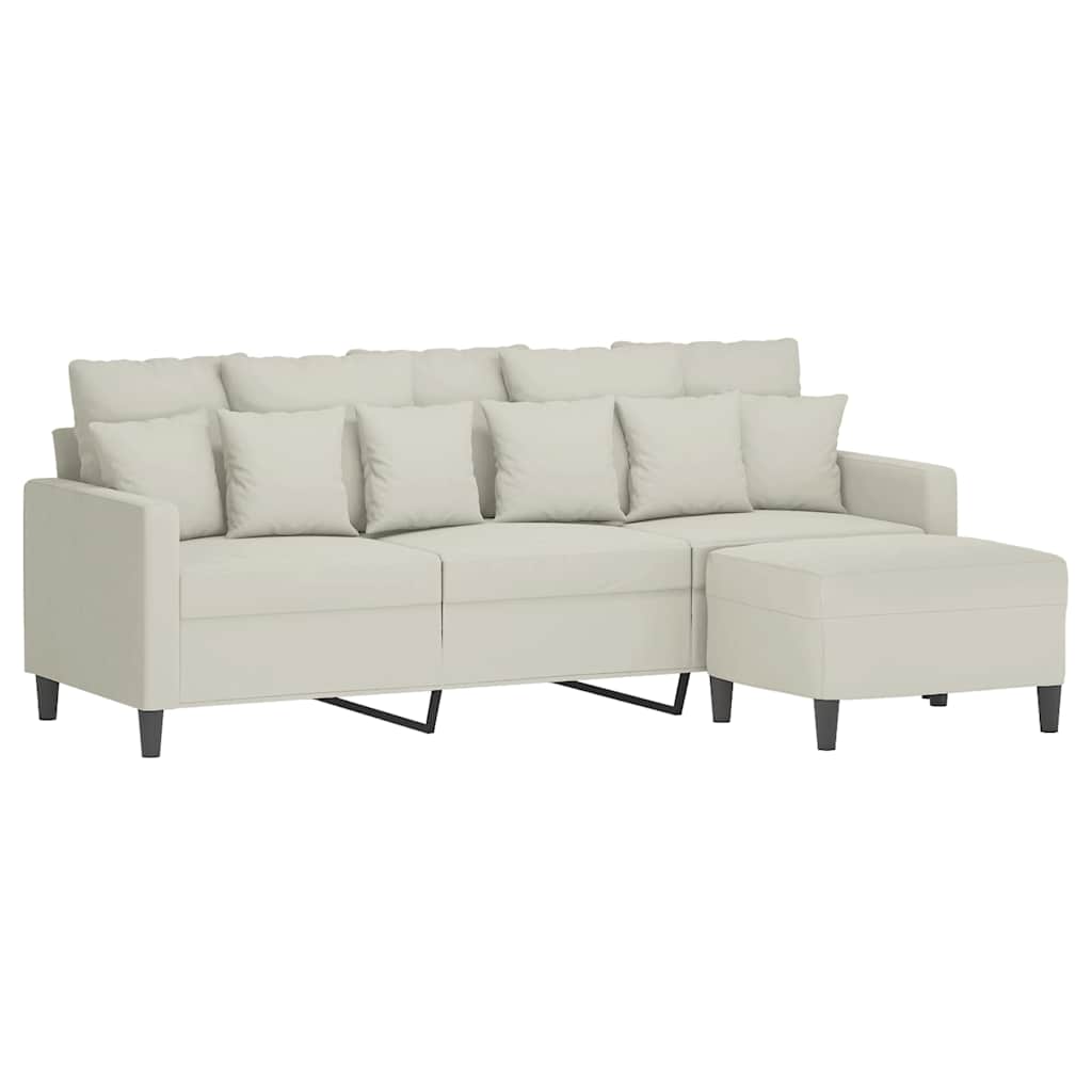 Trosjed s tabureom krem 180 cm baršunasti