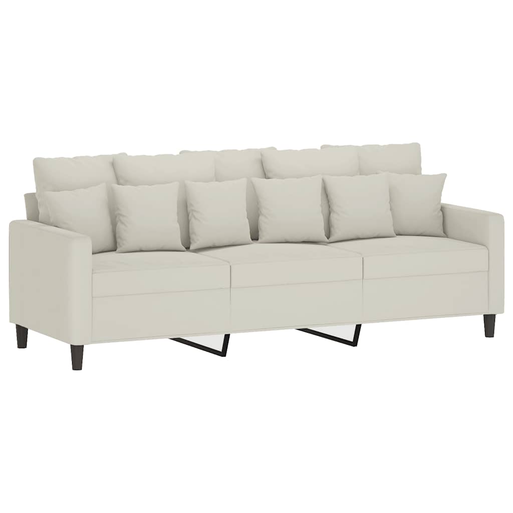 Trosjed s tabureom krem 180 cm baršunasti