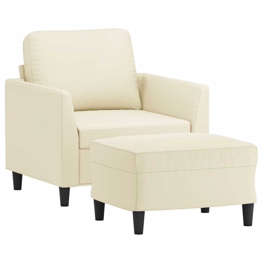 Fotelja s tabureom krem 60 cm od umjetne kože