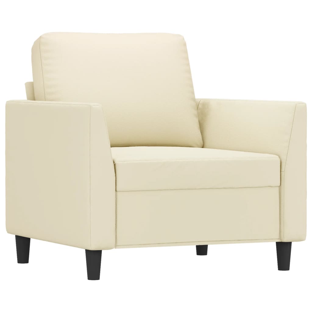 Fotelja s tabureom krem 60 cm od umjetne kože