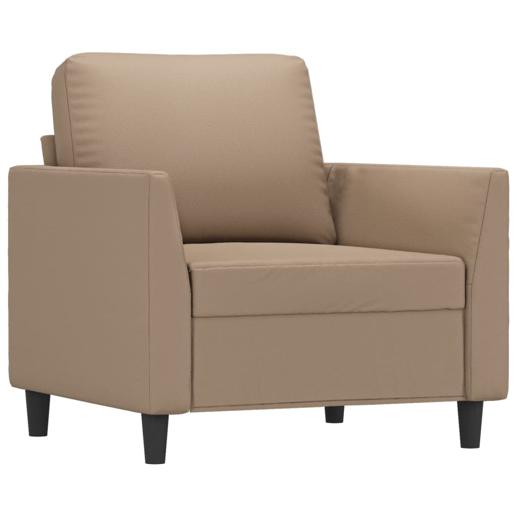 Fotelja s tabureom boja cappuccina 60 cm od umjetne kože