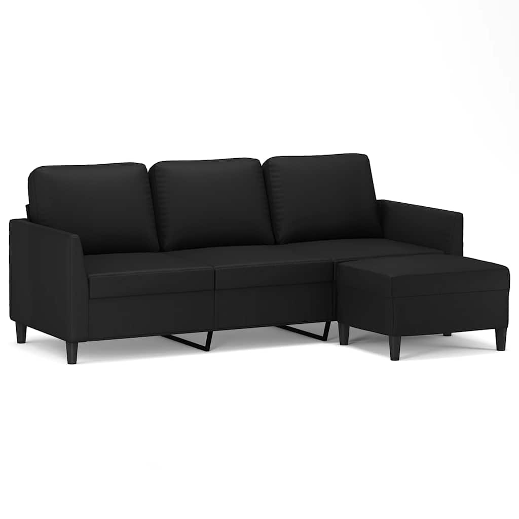 Trosjed s tabureom crni 180 cm od umjetne kože