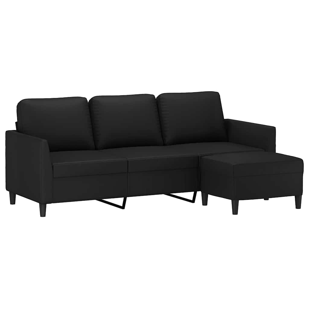 Trosjed s tabureom crni 180 cm od umjetne kože
