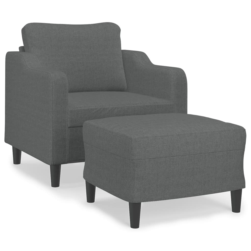 Fotelja s tabureom tamnosiva 60 cm od tkanine