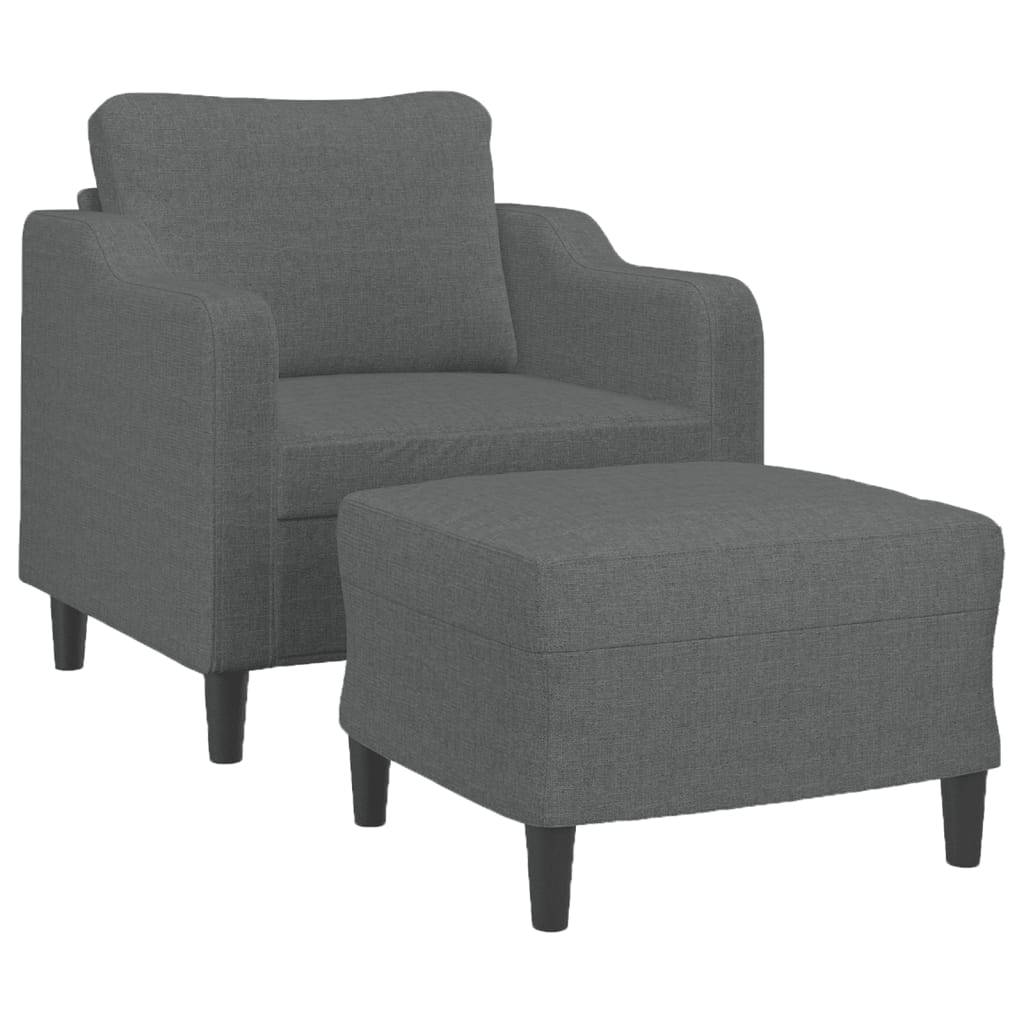 Fotelja s tabureom tamnosiva 60 cm od tkanine