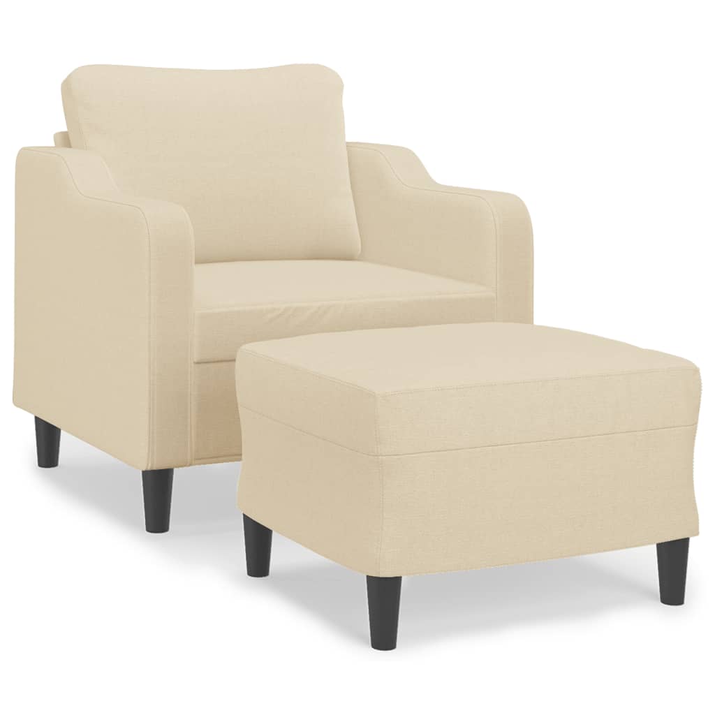 Fotelja s tabureom krem 60 cm od tkanine
