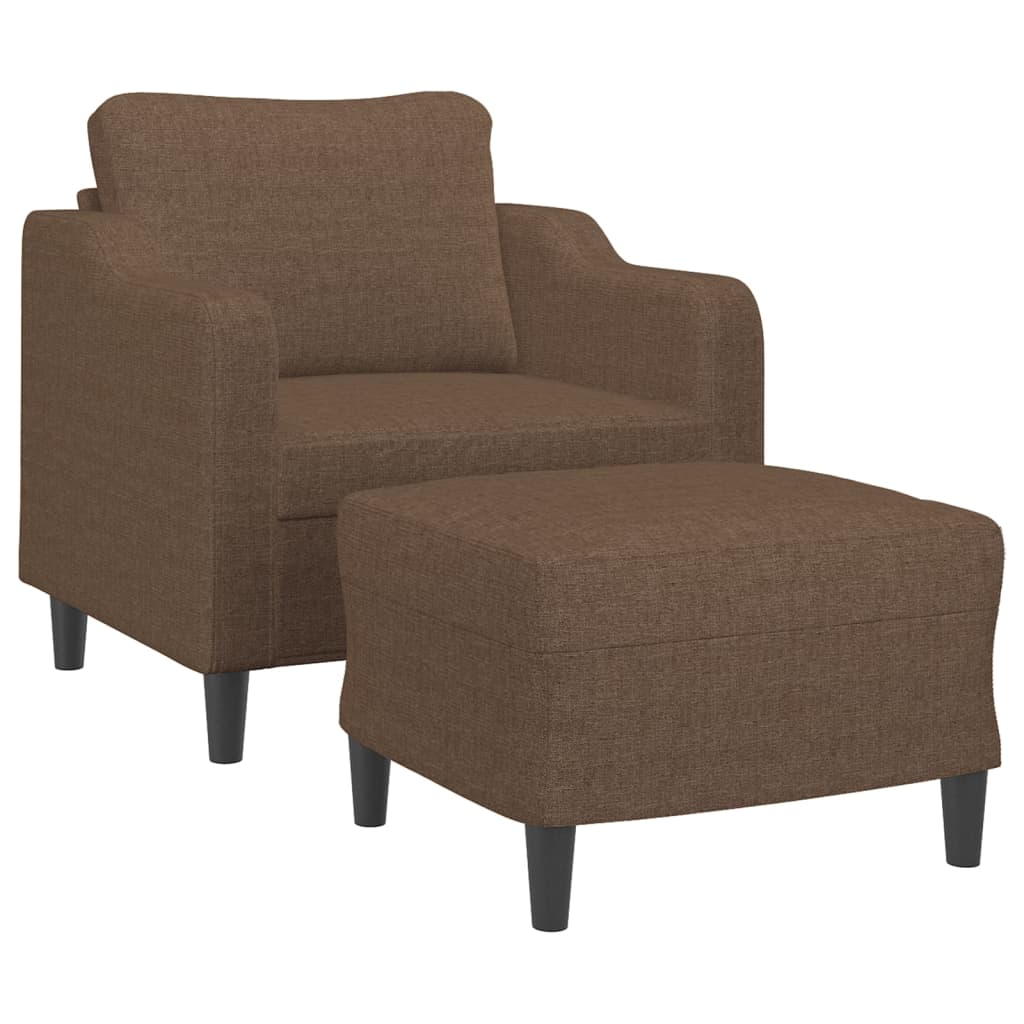Fotelja s tabureom smeđa 60 cm od tkanine